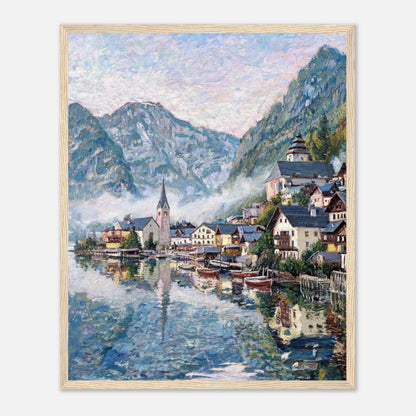 Alpine Lakeside Village Impressionist Art Print