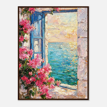 Mediterranean Sea Window Bougainvillea Impressionist Art Print