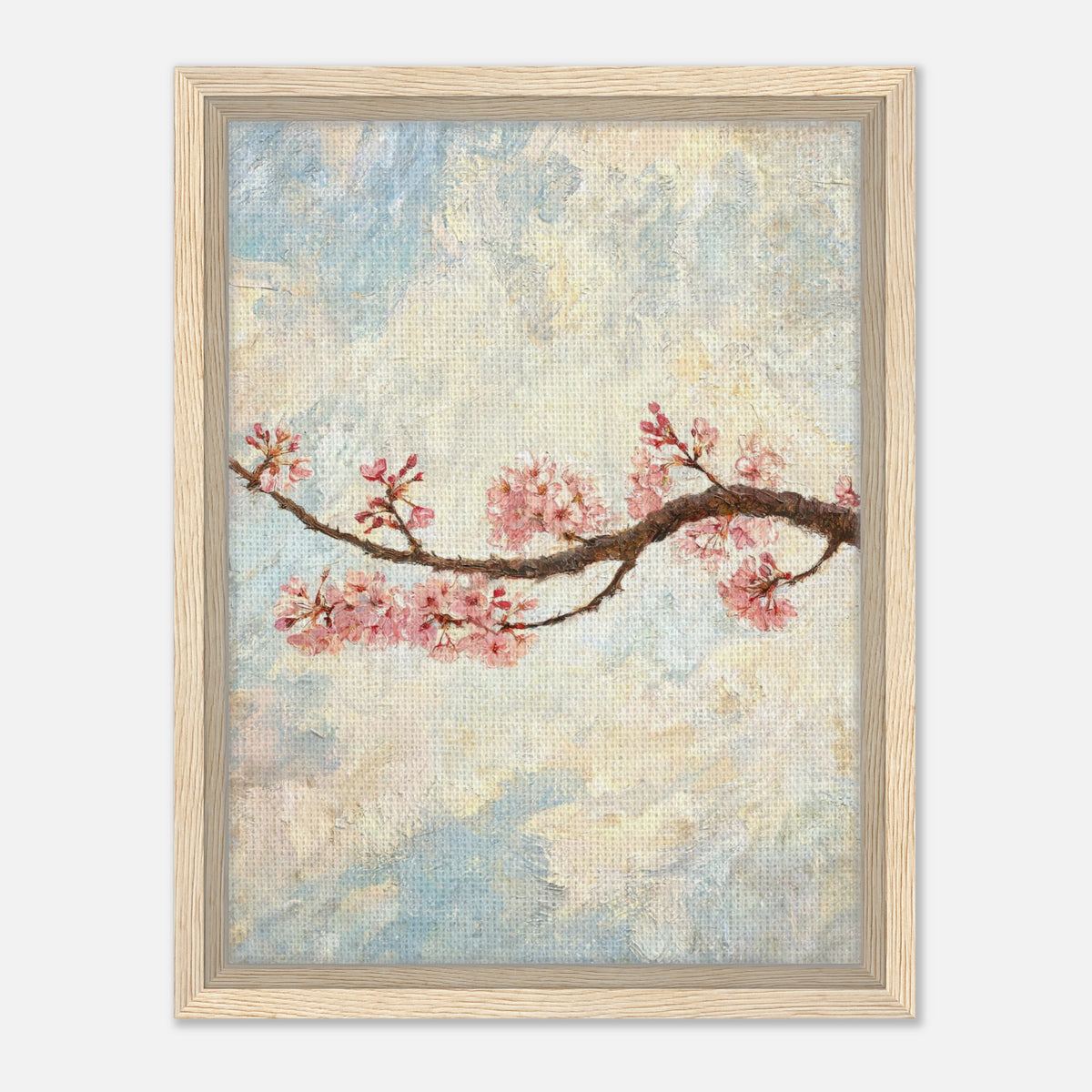 Blossoming Cherry Branch & Pastel Sky Impressionist Art Print