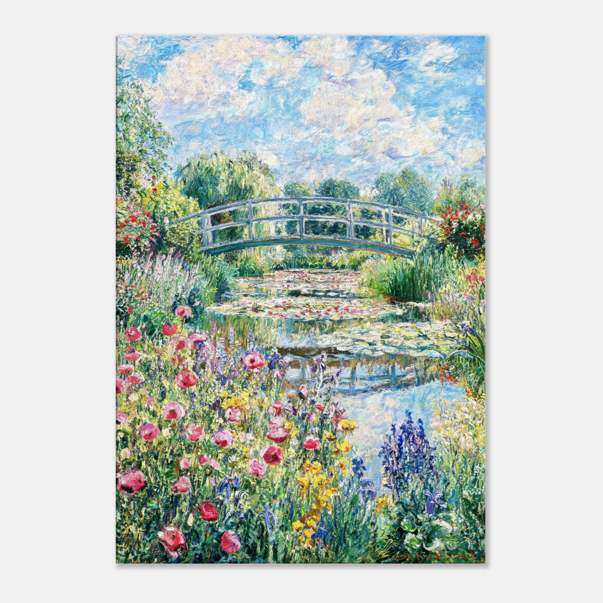 Monet's Flower Garden & Japanese Bridge Impressionist Art Print