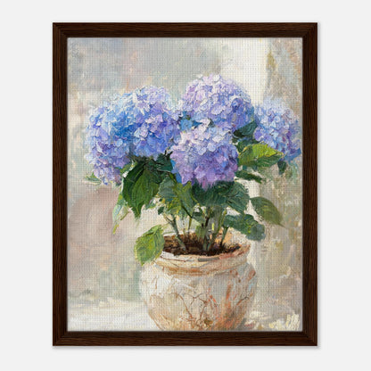 Blue Hydrangeas in Rustic Pot Impressionist Art Print
