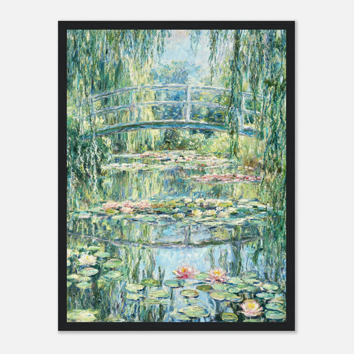 Weeping Willow & Japanese Bridge Water Lilies Impressionist Art Print