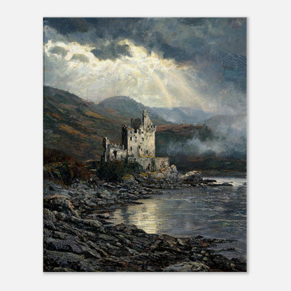 Historic Scottish Castle by Lakeside Impressionist Art Print