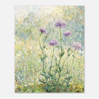 Wild Purple Blossoms in Sunlit Meadow Impressionist Art Print