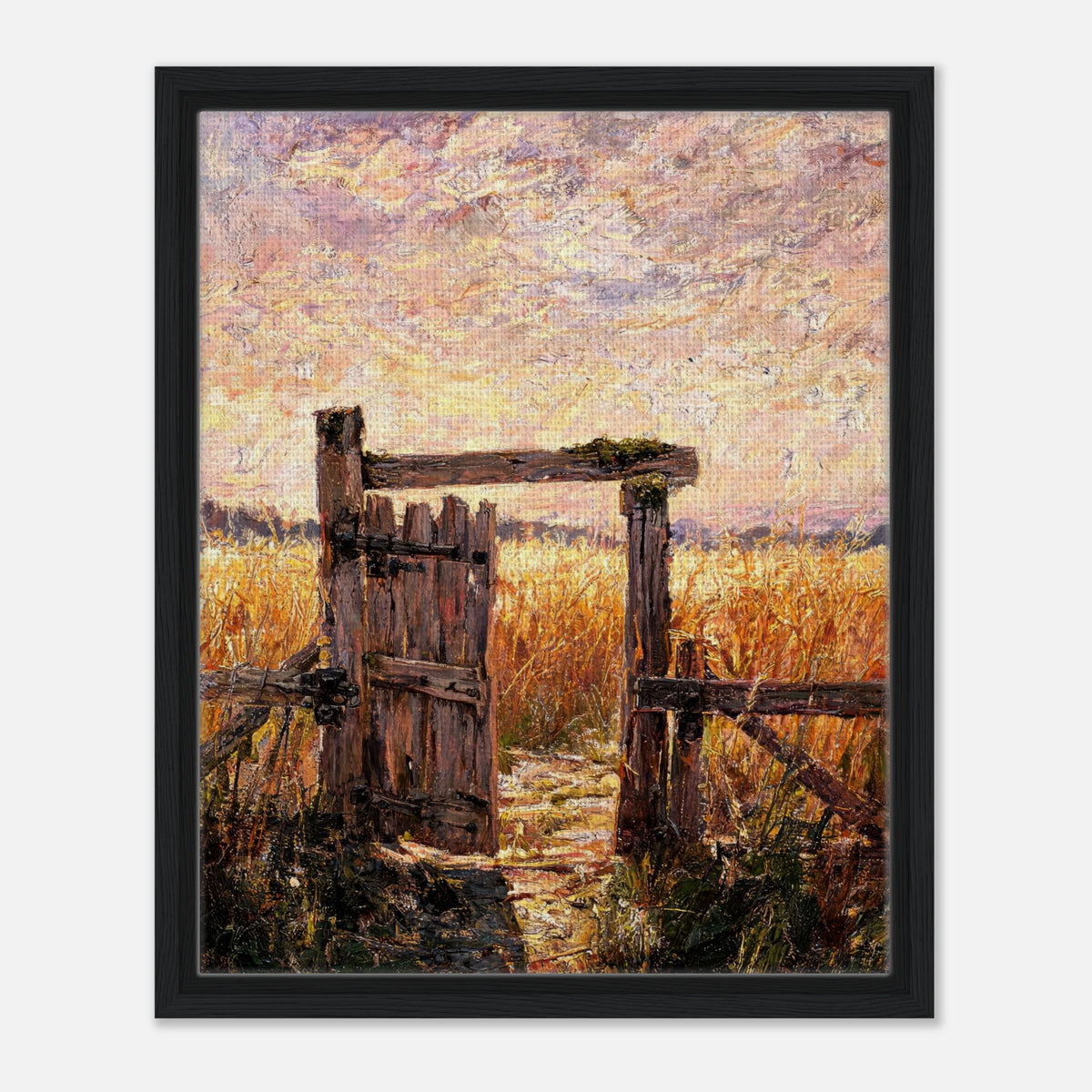 Countryside Wooden Gate Framed Canvas Art