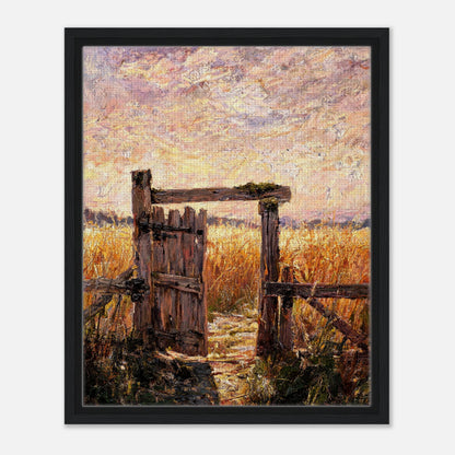Countryside Wooden Gate Framed Canvas Art