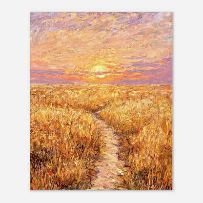 Golden Meadow at Sunset Impressionist Art Print