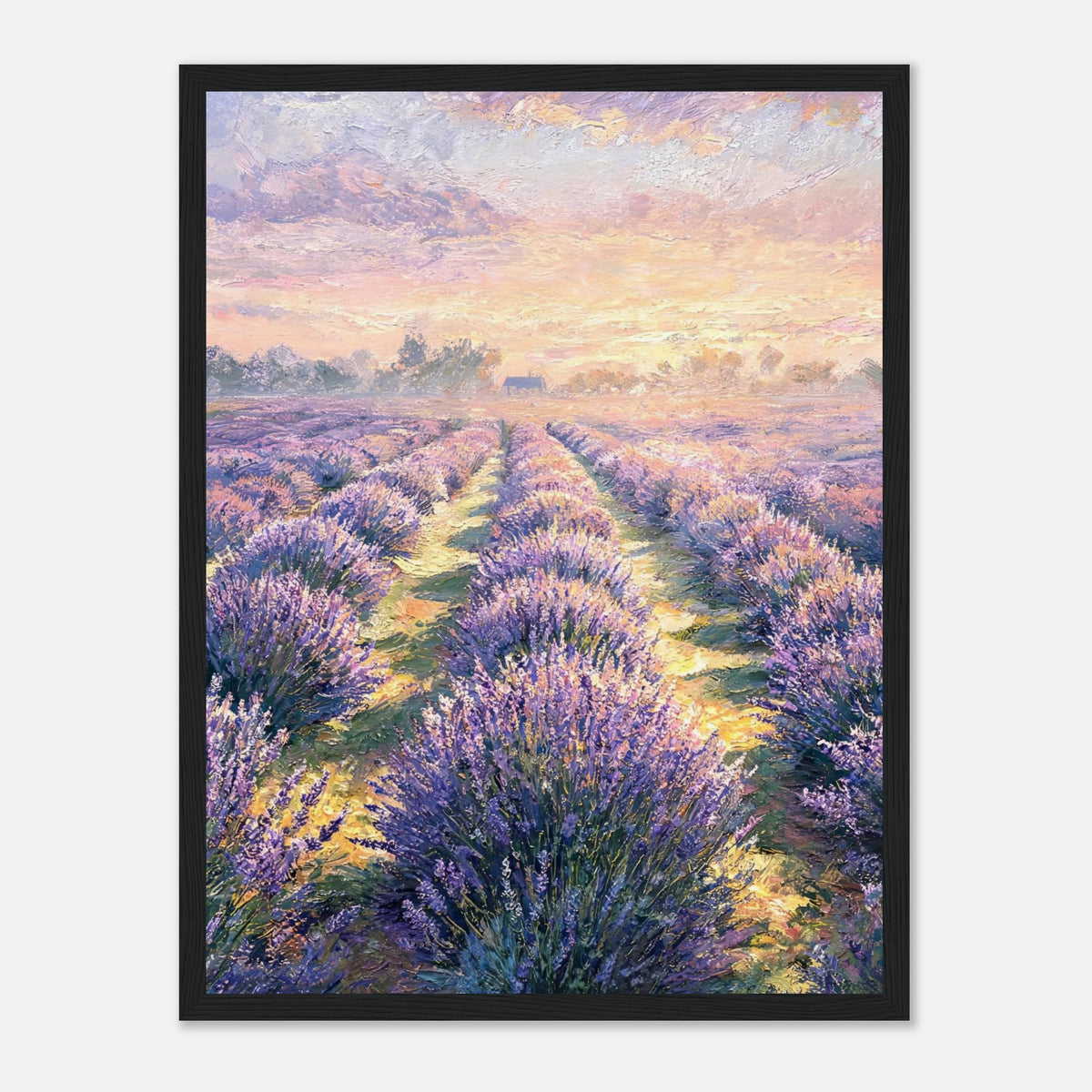 Provence Lavender Field at Sunset Impressionist Art Print