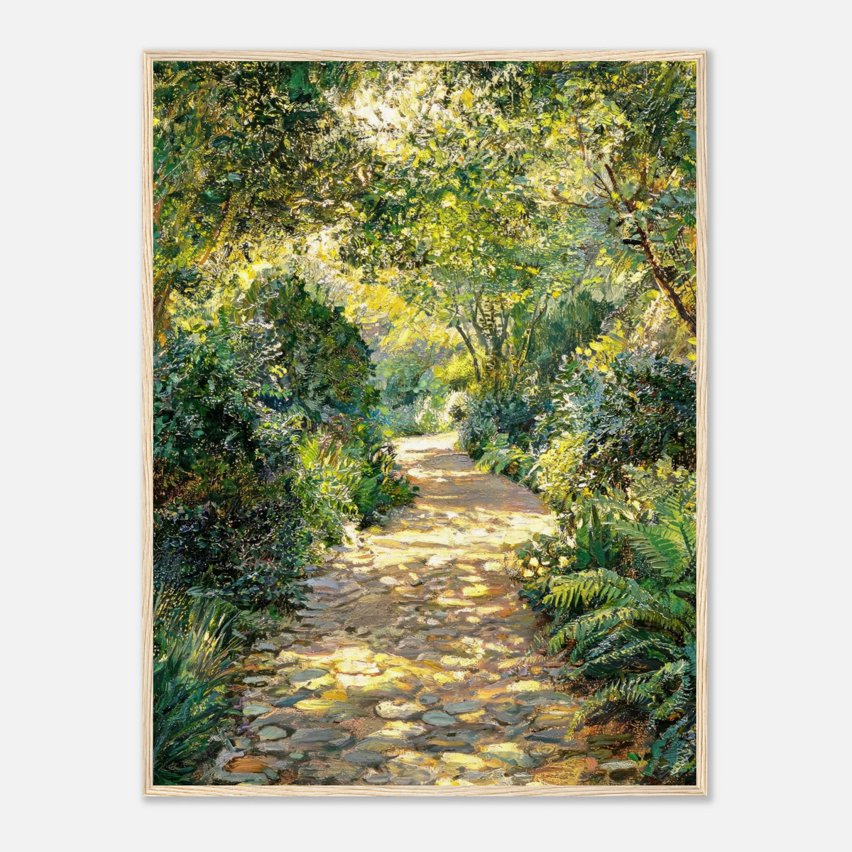Sunlit Woodland Path Impressionist Art Print