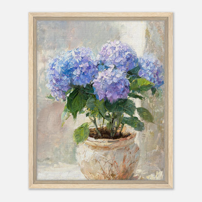 Blue Hydrangeas in Rustic Pot Impressionist Art Print