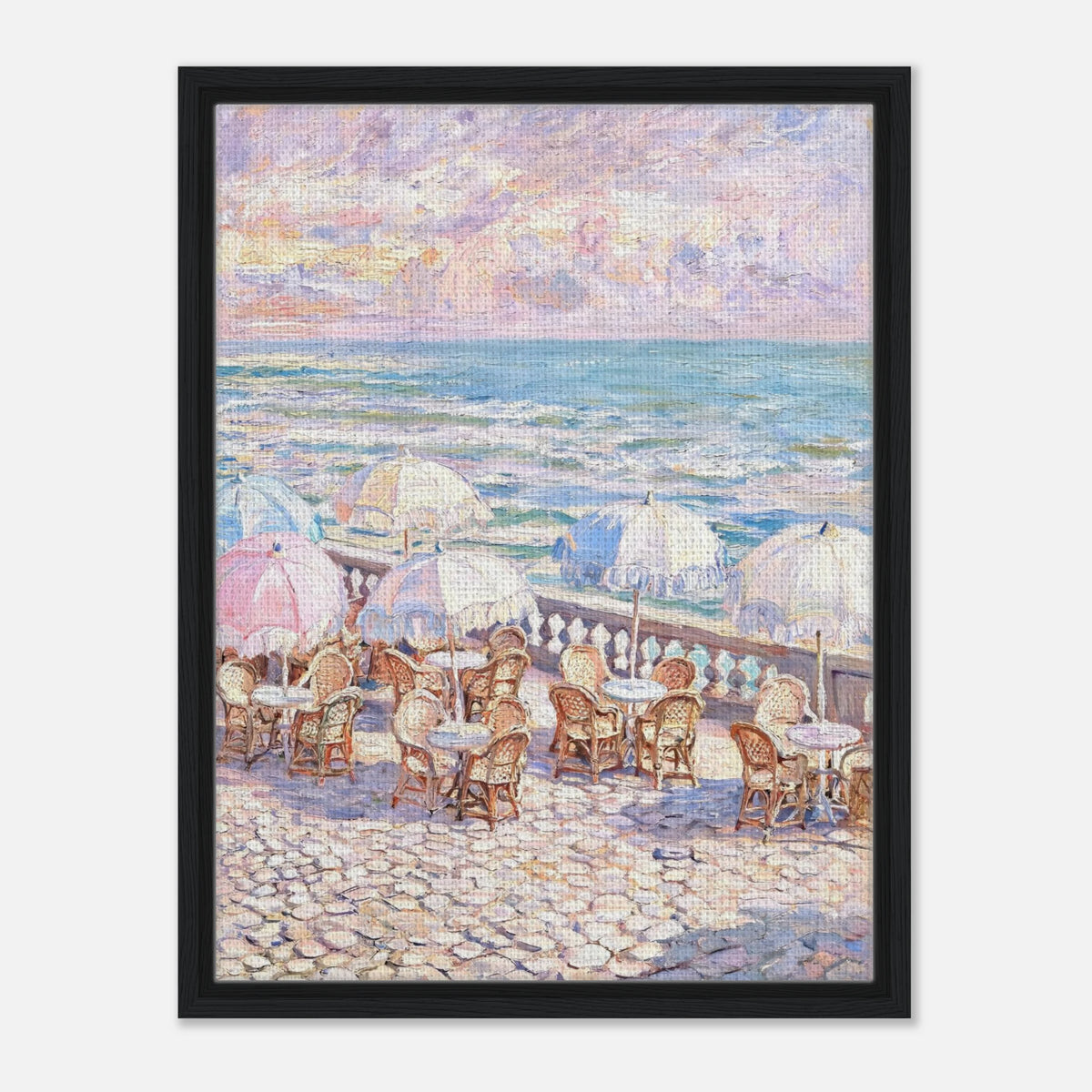 Pastel Seaside Cafe Impressionist Art Print