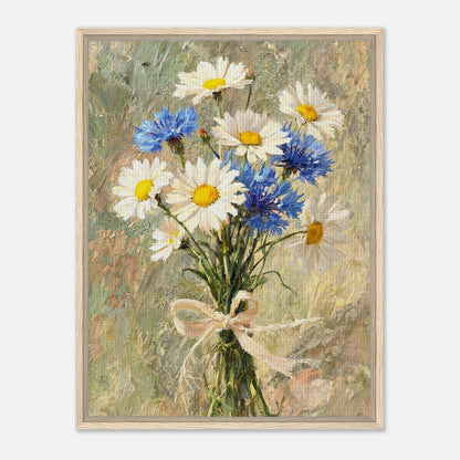 Wild Daisy & Blue Cornflower Bouquet Impressionist Art Print