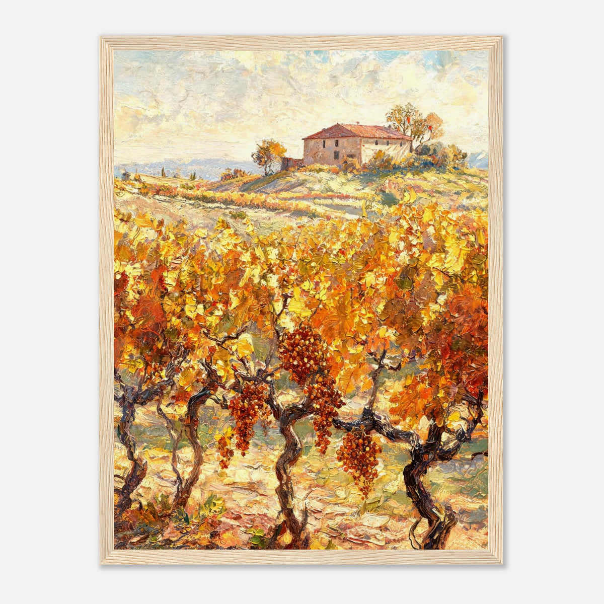 Tuscan Vineyard in Autumn Impressionist Art Print