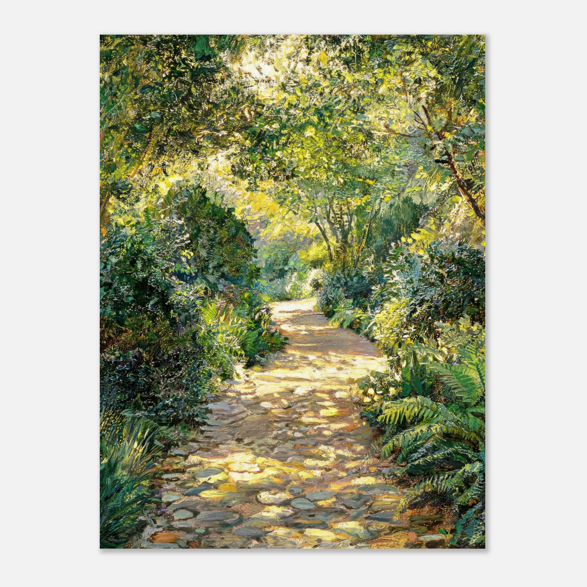 Sunlit Woodland Path Impressionist Art Print