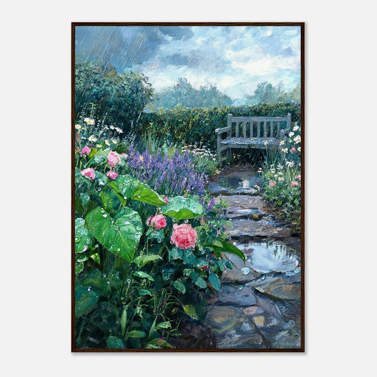Raindrops in the Secret Garden Impressionist Art Print