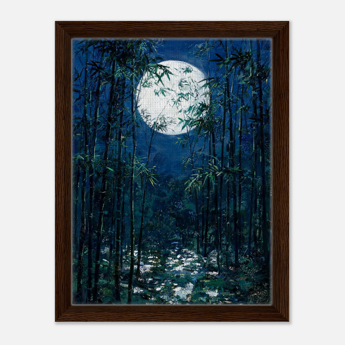 Moonlit Bamboo Forest Impressionist Art Print