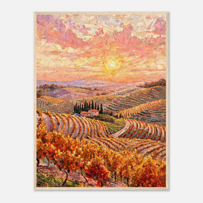 Tuscan Hills Autumn Sunset Vineyard Impressionist Art Print