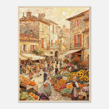 Autumn European Village Market Impressionist Art Print