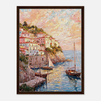 Amalfi Coast Sunset Village Impressionist Art Print