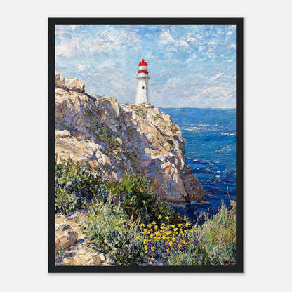 Coastal Cliff Lighthouse Coastal View Impressionist Art Print