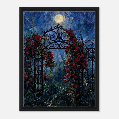 Moonlit Rose Arch Garden Impressionist Art Print