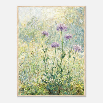 Wild Purple Blossoms in Sunlit Meadow Impressionist Art Print