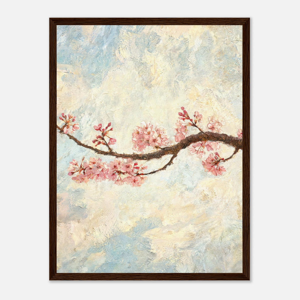 Blossoming Cherry Branch & Pastel Sky Impressionist Art Print