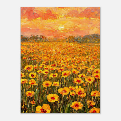 Golden Poppy Field at Sunset Impressionist Art Print