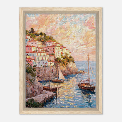 Amalfi Coast Sunset Village Impressionist Art Print