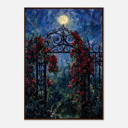 Moonlit Rose Arch Garden Impressionist Art Print