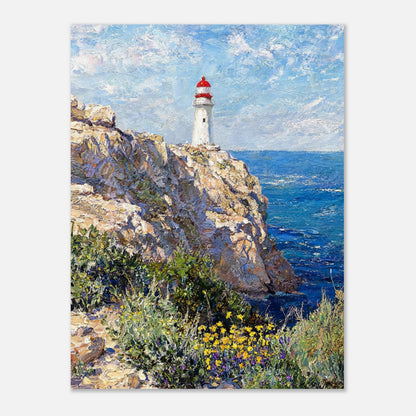 Coastal Cliff Lighthouse Coastal View Impressionist Art Print