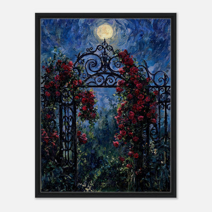 Moonlit Rose Arch Garden Impressionist Art Print