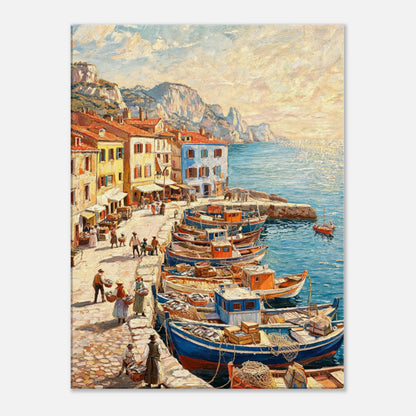 Mediterranean Fishing Harbor Impressionist Art Print