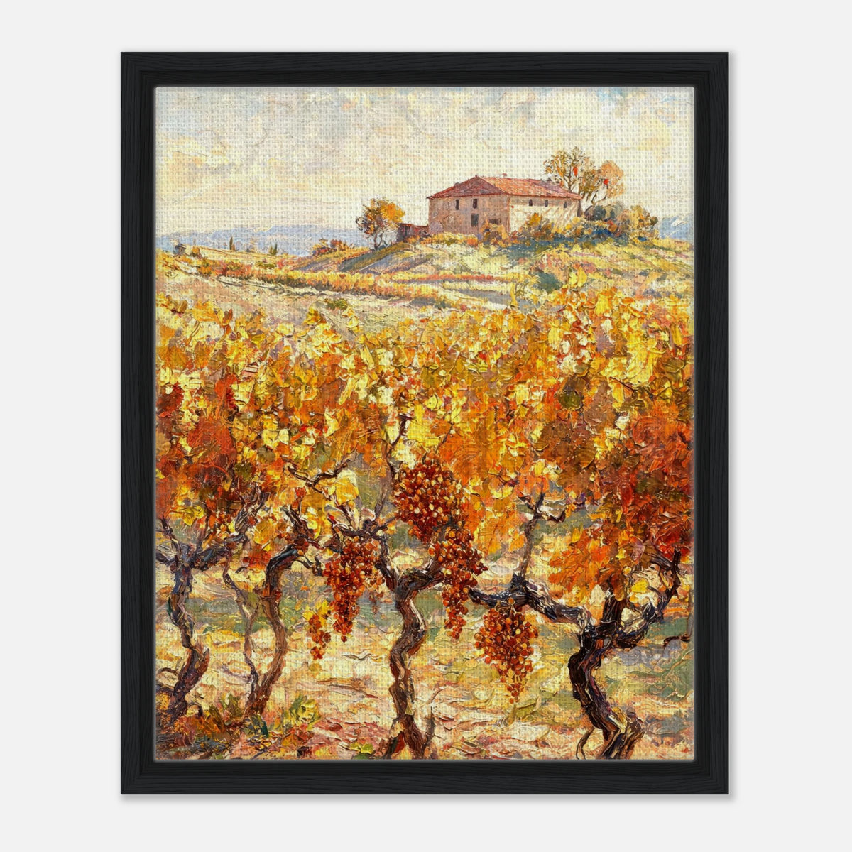 Tuscan Vineyard in Autumn Impressionist Art Print