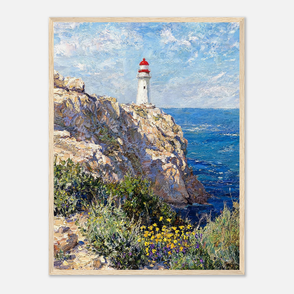 Coastal Cliff Lighthouse Coastal View Impressionist Art Print