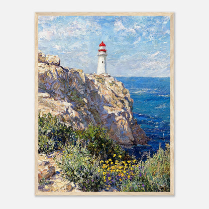 Coastal Cliff Lighthouse Coastal View Impressionist Art Print