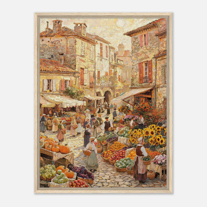 Autumn European Village Market Impressionist Art Print