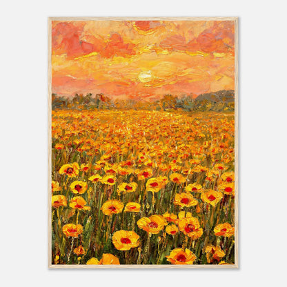 Golden Poppy Field at Sunset Impressionist Art Print