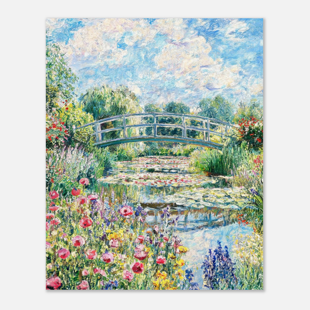Monet's Flower Garden & Japanese Bridge Impressionist Art Print