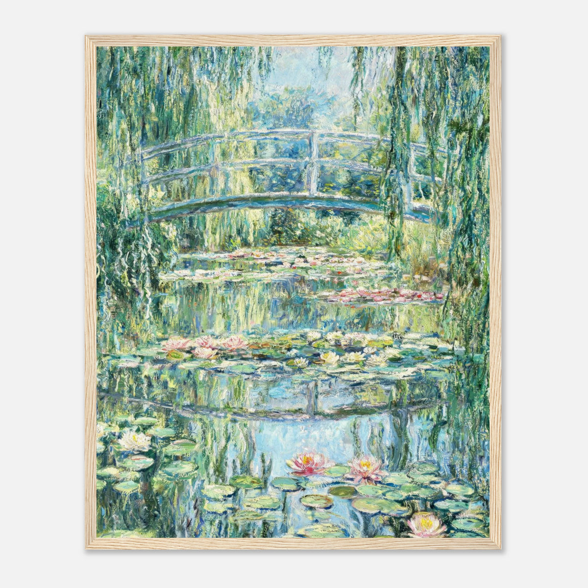 Weeping Willow & Japanese Bridge Water Lilies Impressionist Art Print