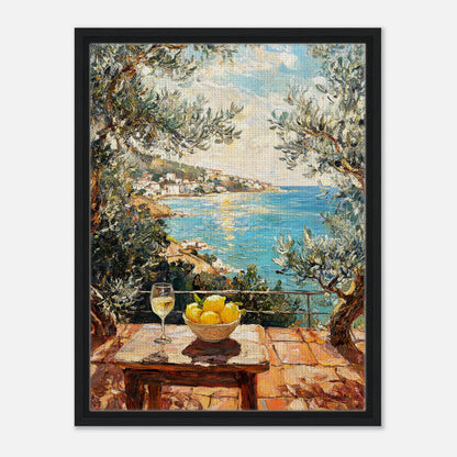 Mediterranean Terrace Lemons Sea View Impressionist Art Print