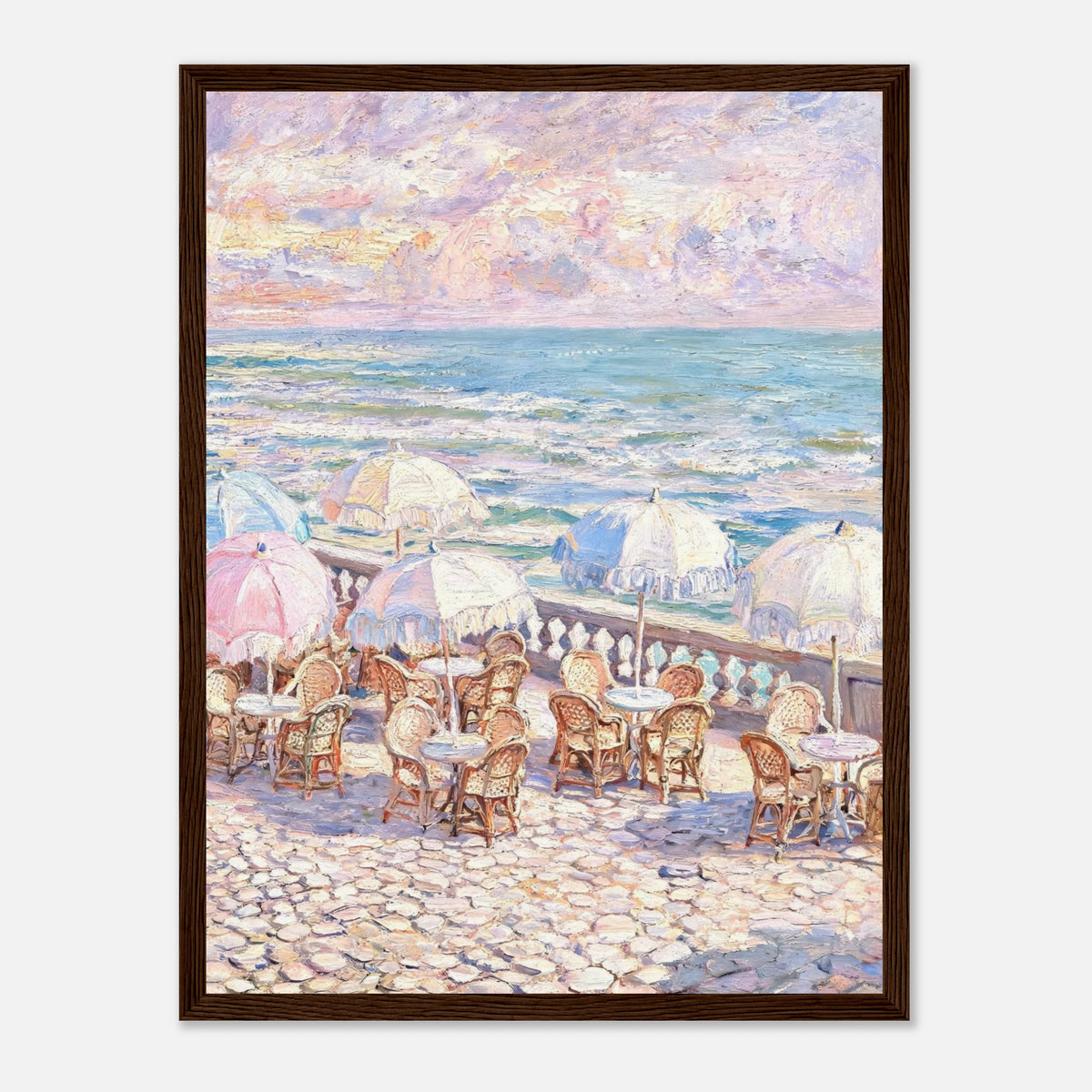 Pastel Seaside Cafe Impressionist Art Print