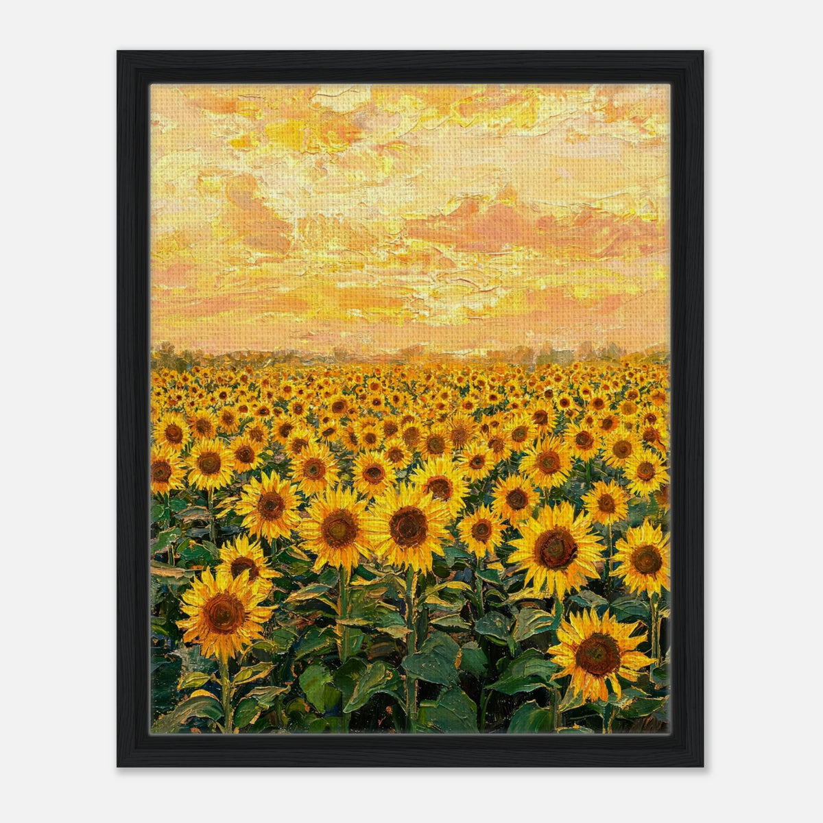 Glowing Sunflower Meadow Framed Canvas Art