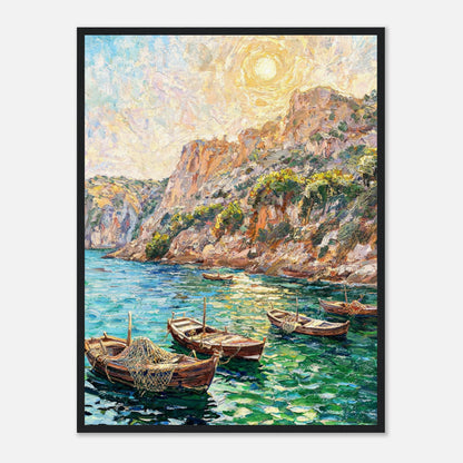 Mediterranean Coastal Cove Fishing Boats Impressionist Art Print