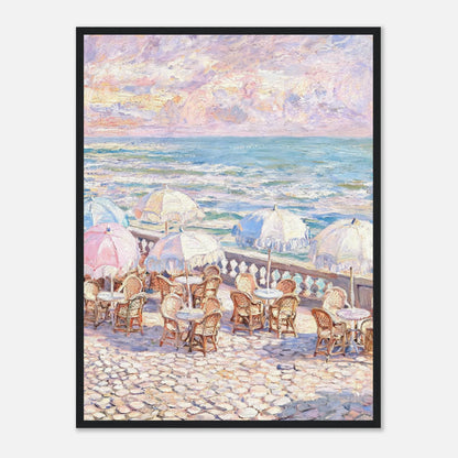 Pastel Seaside Cafe Impressionist Art Print