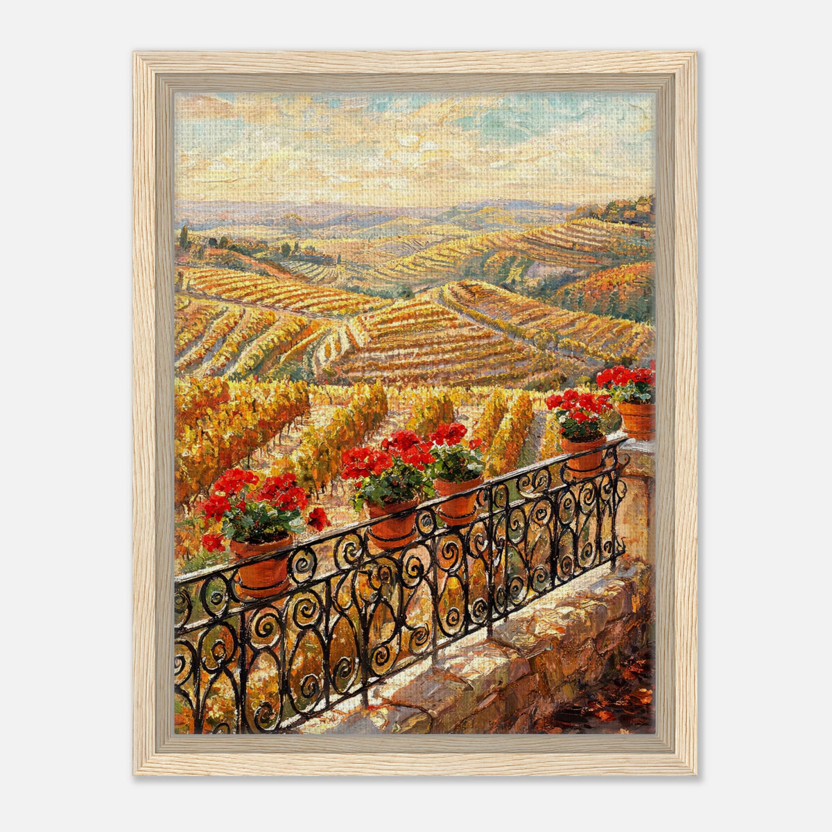 Tuscan Terrace Autumn Vineyard View Impressionist Art Print