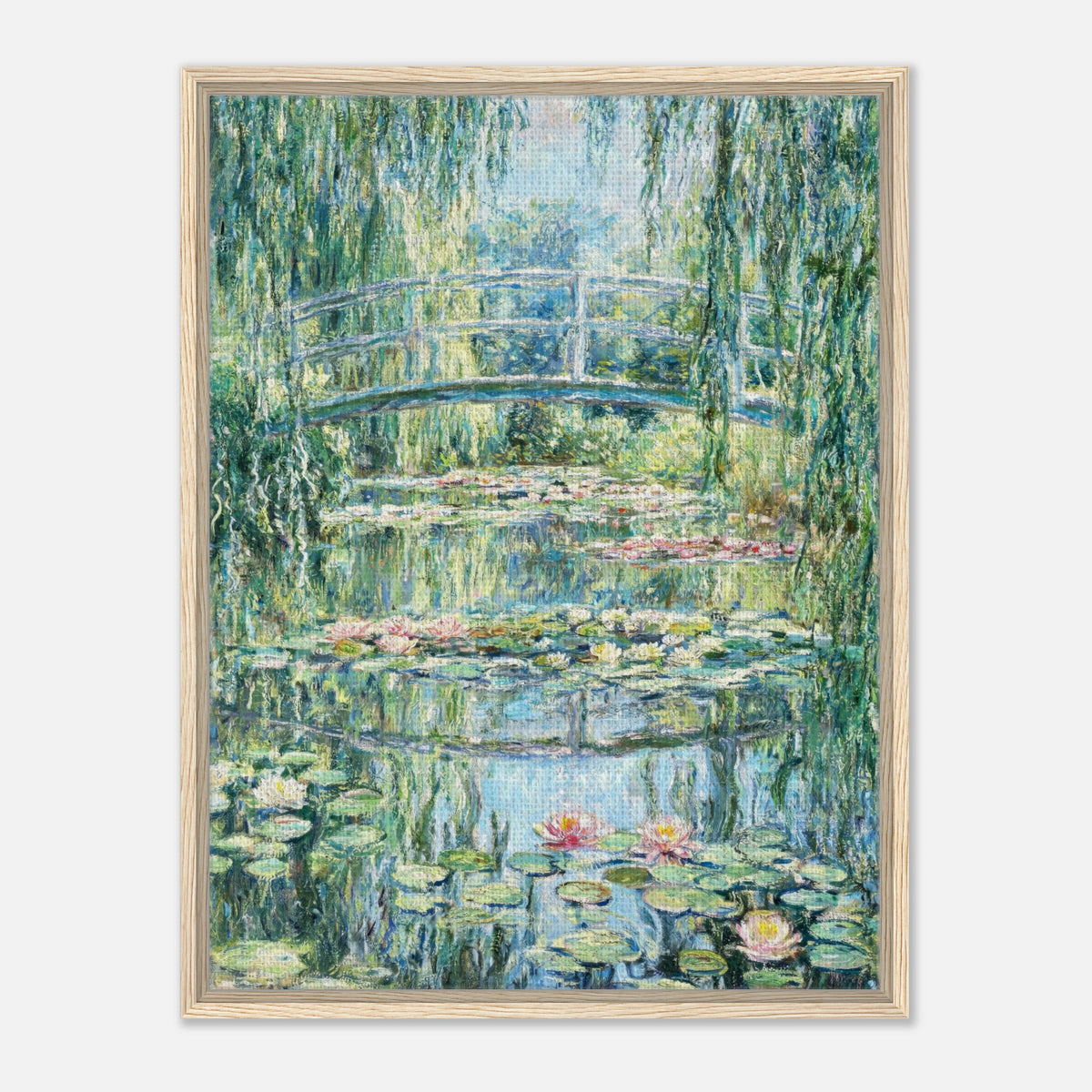 Weeping Willow & Japanese Bridge Water Lilies Impressionist Art Print