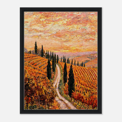 Tuscan Cypress Road Autumn Vineyard Impressionist Art Print