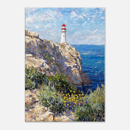 Coastal Cliff Lighthouse Coastal View Impressionist Art Print