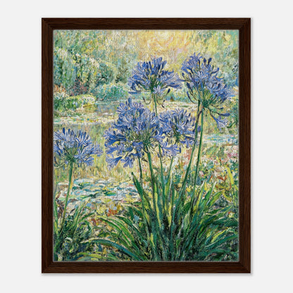 Blue Agapanthus & Sunlit Garden Impressionist Art Print